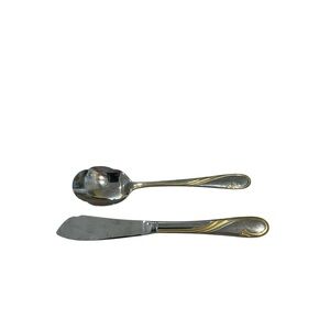 Gorham Golden Swirl sugar spoon and butter knife